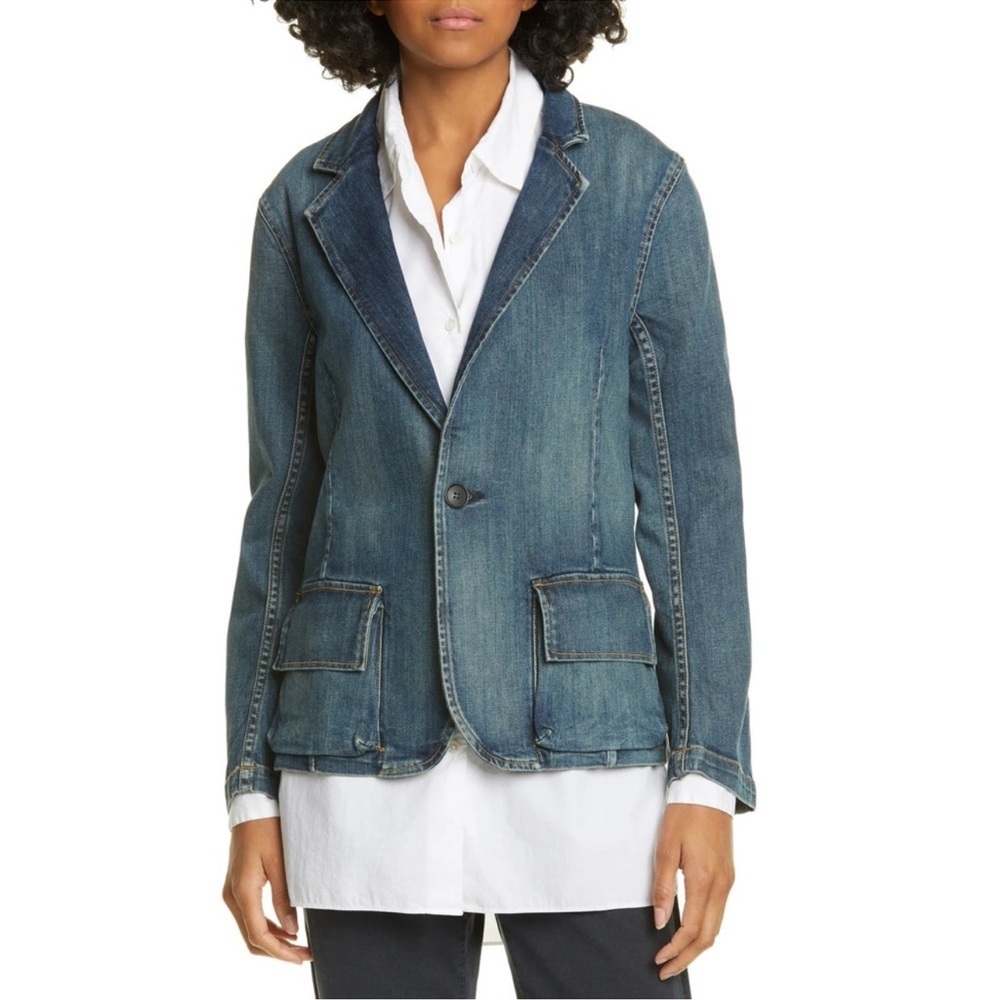 NILI LOTAN Addison Denim Jacket Blazer in Walker Wash Size 0 - Picture 5 of 10